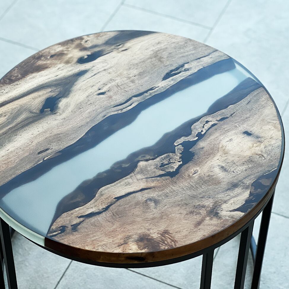 楽天市場】銘木屋 レジン テーブル サイドテーブル 丸テーブル