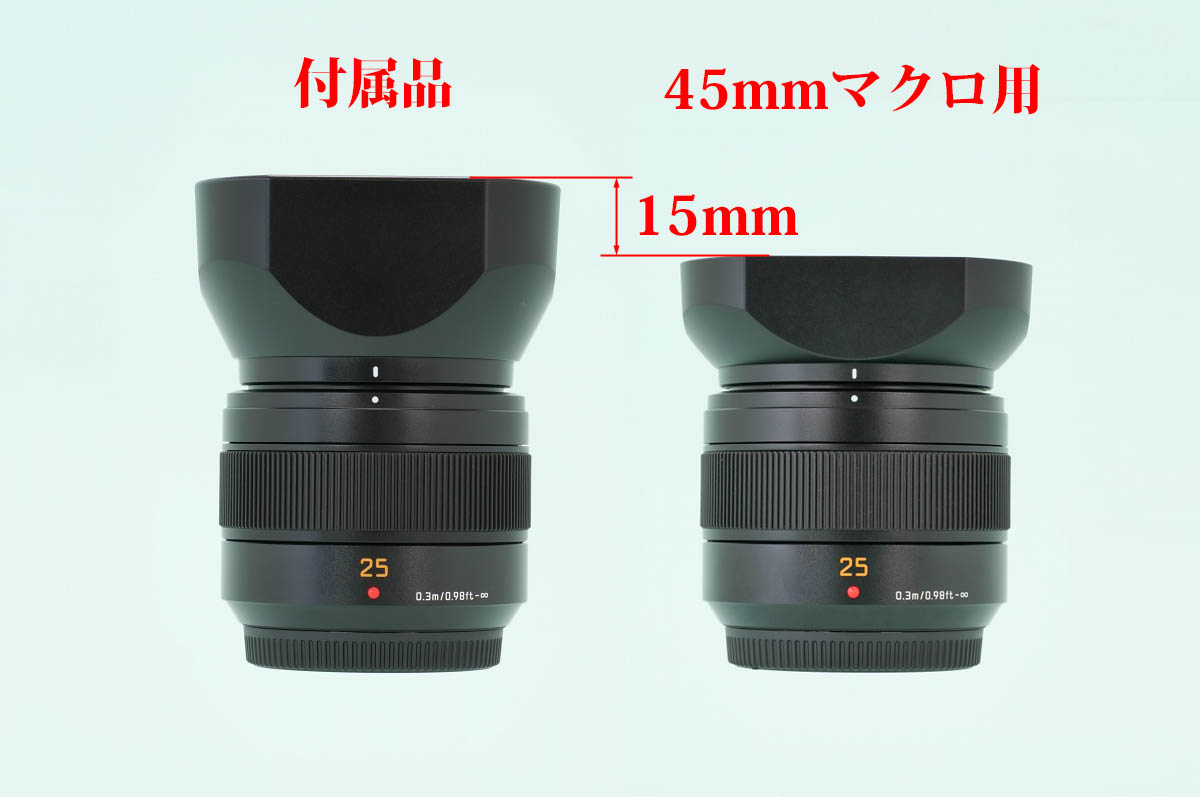 比較] パナソニック DG 25mm/F1.4II 各種レンズフード取付寸法 | 物欲