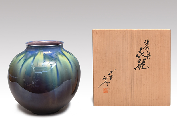 人間国宝 三代徳田八十吉 正彦 壺 幅30cmの大型作品！ 人間国宝