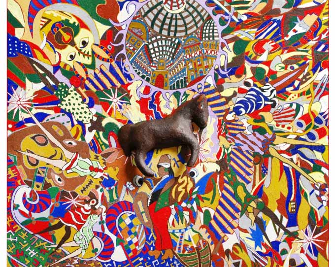 F4号】手描き油彩 ジミー大西【未来の夢】豪華額縁 代表作 サイン 落款