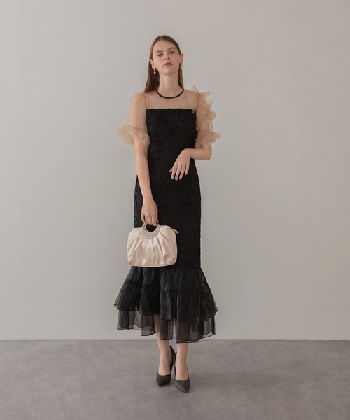 Leja（レジャ） ドレス 「LEJA」アシンメトリーチュールスリーブレース