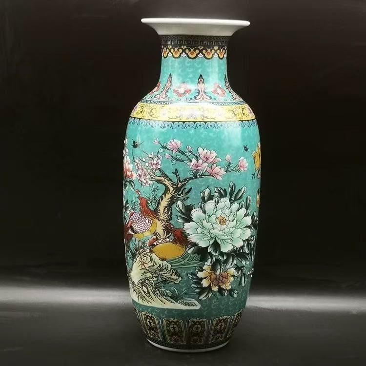 大清琺瑯彩花瓶蒜頭瓶 景徳鎮 陶磁器 装飾品 現代工芸品