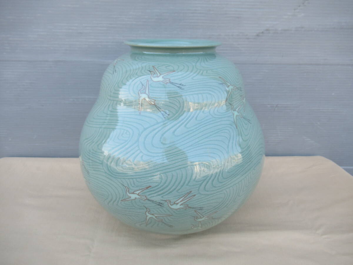即決□申相浩 花瓶 瓢形 高さ25.5cm□韓国 そ-11 花瓶 瓢