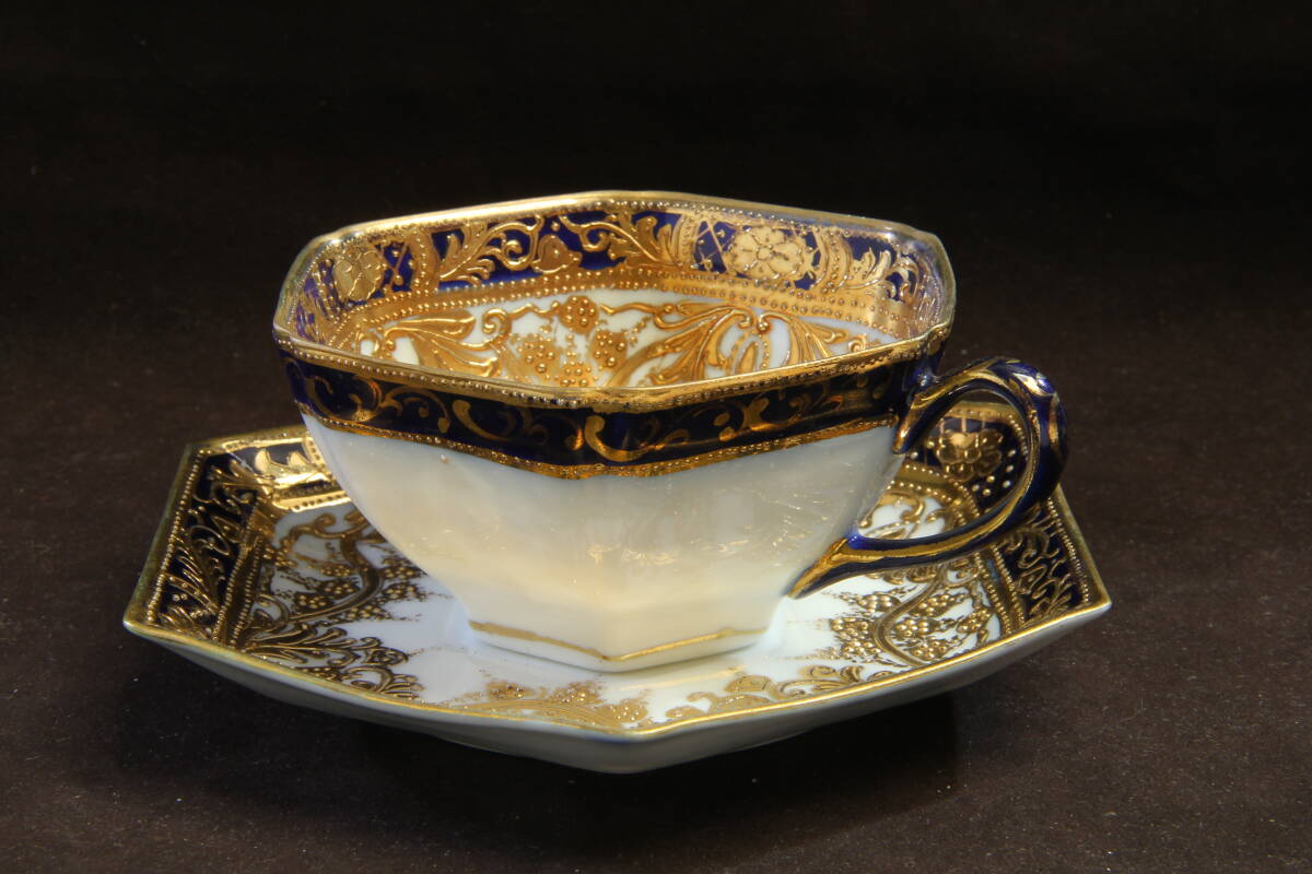 オールドノリタケ ティーカップ 金盛 オールドノリタケ銘品!! 金盛上藍
