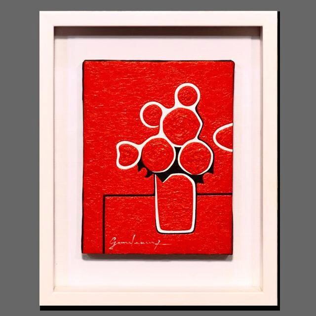 そのまま飾る、光のみなもと☆『金の太陽』がんどうあつし肉筆絵画F4