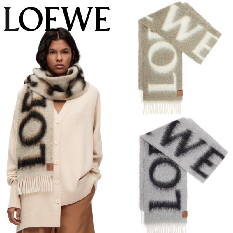 人気】LOEWEロエベ ロゴウールマフラー ギフトおすすめ (LOEWE