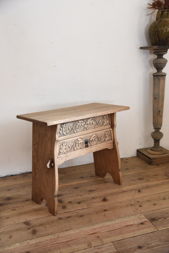 ビンテージ ドロワーサイドテーブル ドロワーハイテーブル 化粧台 剥離