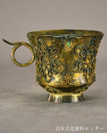 中国古美術 旧蔵 唐代 大唐貞觀款 鍍金銅酒杯 八仙紋 純手作り 精銅製 酒具