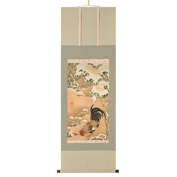 伊藤若冲 傑作十四選 雪中雄鶏図 せっちゅうゆうけいず 掛け軸 掛軸