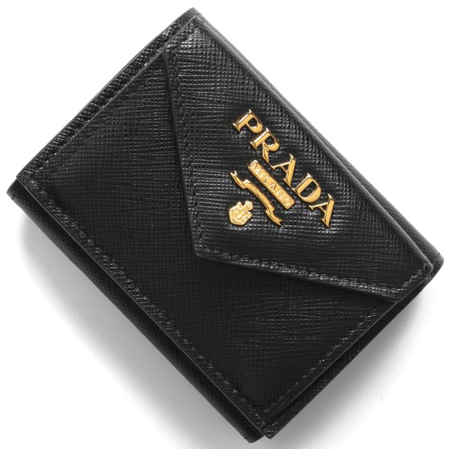 プラダ三つ折り財布 PRADA折財布ブラック