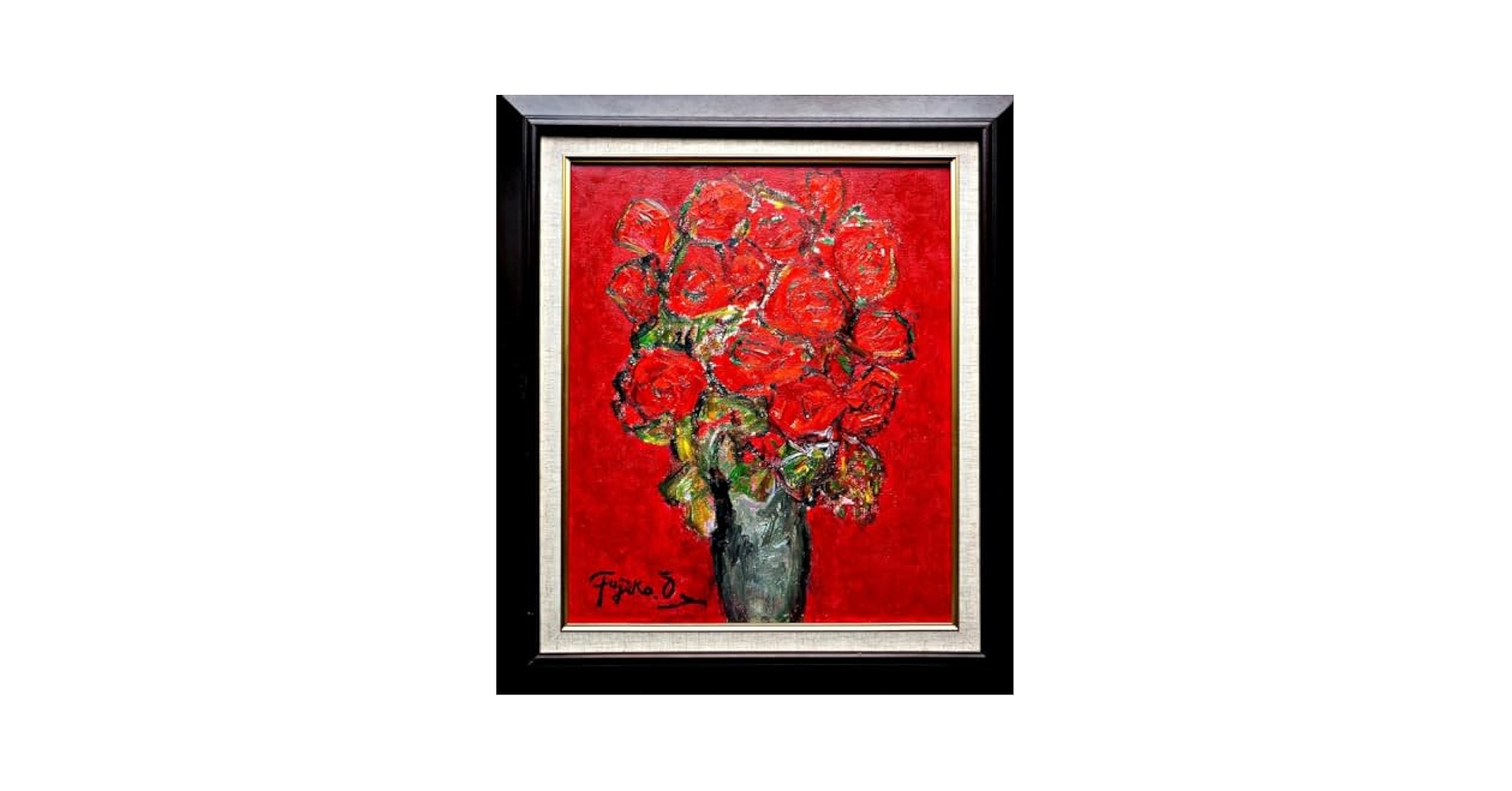 大澤扶二子□赤富士 □油彩画 □F4号サイズ□新品金色額装□送料無料