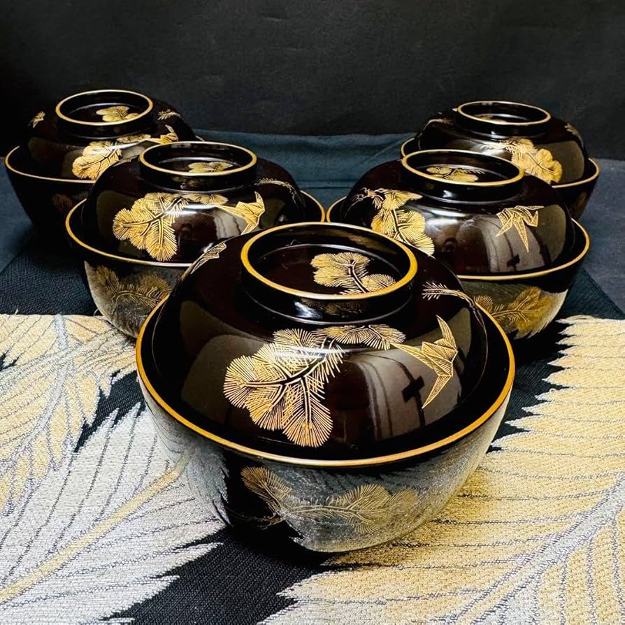 輪島塗】 吸物椀 汁椀 5客 漆器 箔蒔絵 輪島塗 吸物椀 5客