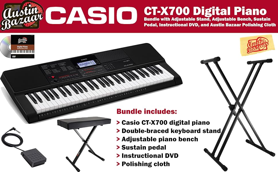 Amazon.com: Casio CT-X700 Portable Keyboard Bundle with Stand