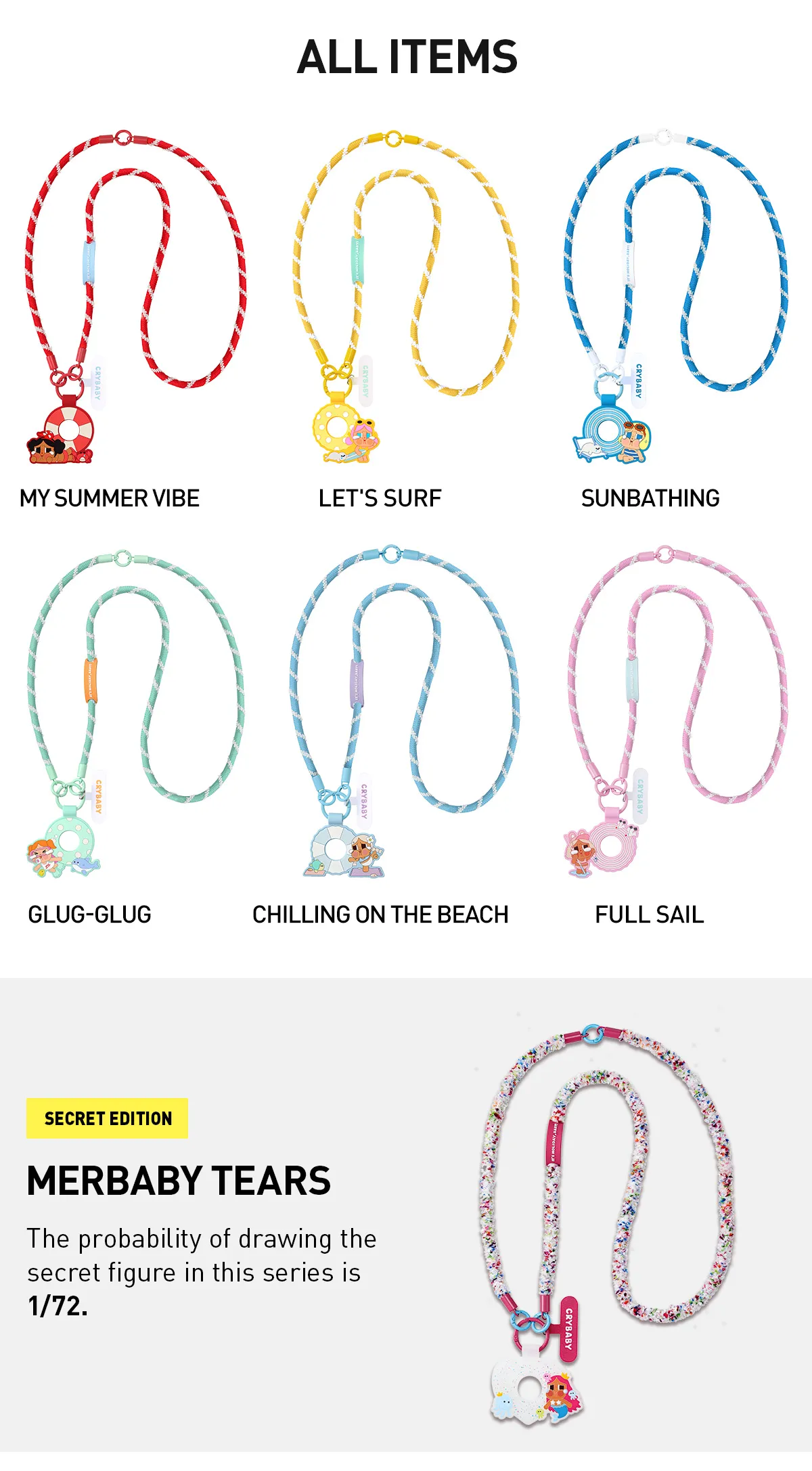 CRYBABY VACATION MODE ON SERIES-LONG LANYARD BLIND BOX HOT CUTE