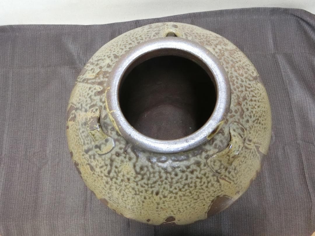 飾って！【壺 3耳壺 流れ釉 緑釉垂れ釉 景色抜群 丹波】鑑賞