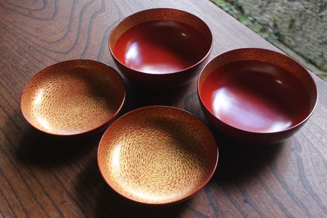 時代逸品！上質朱漆に極上松葉蒔絵の映えるお椀2点（検輪島塗雑煮椀煮物椀