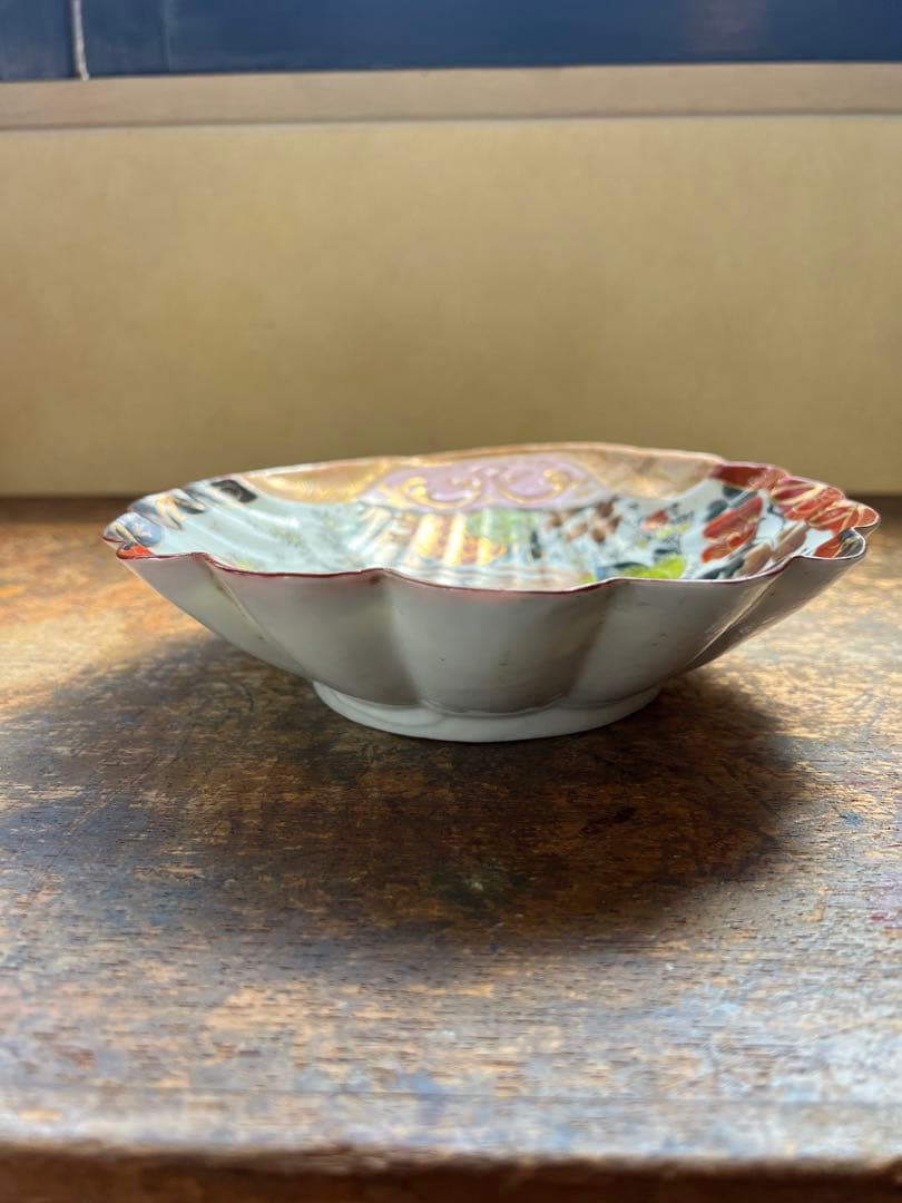 古伊万里 アンティーク 骨董 赤絵貝型菓子器 輸出用 花鳥の図 飾皿