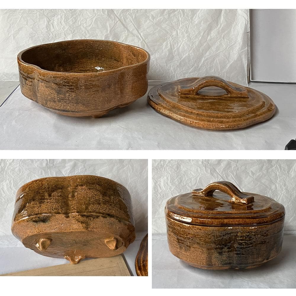 F1407 大樋焼 喰篭 大樋一楽 共箱 蓋物 菓子器 喰籠 茶道具 美術品