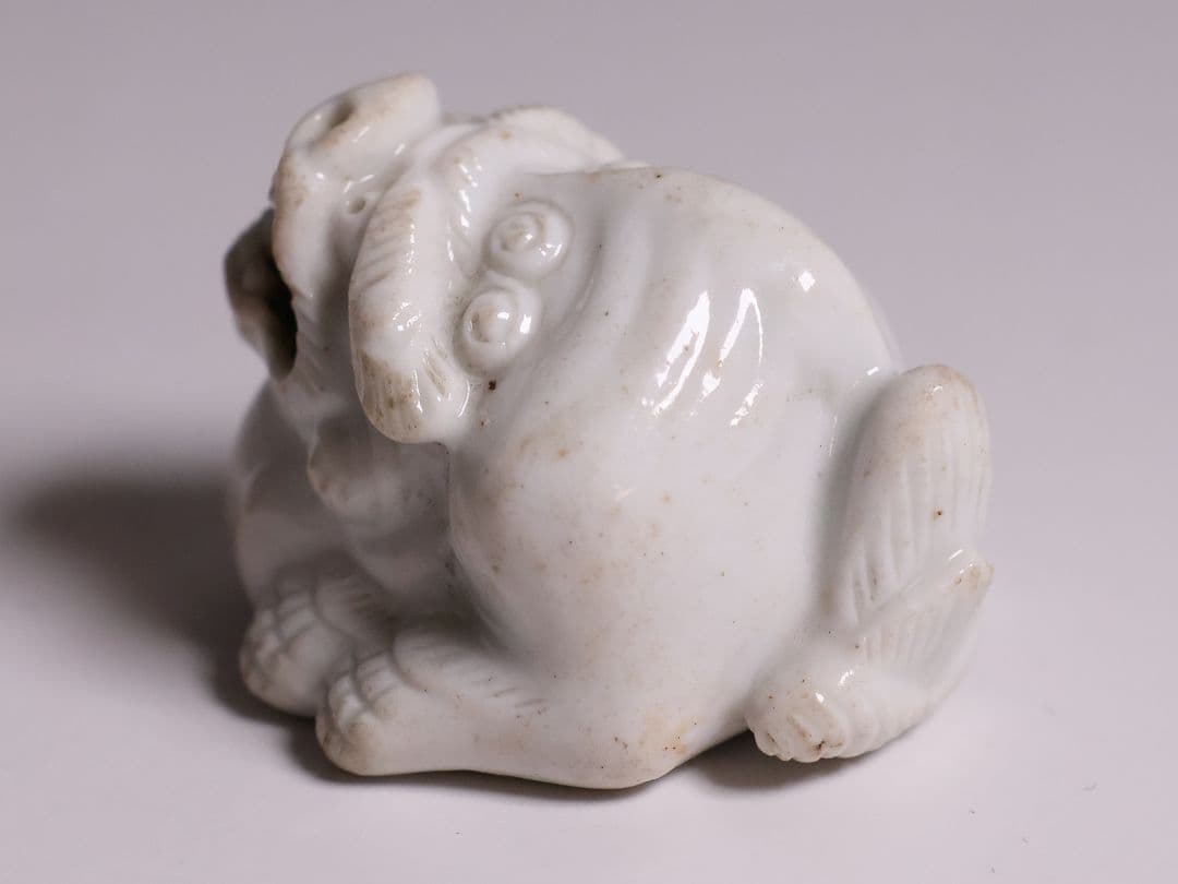 時代 堤物 陶製 獅子 根付 【MA863】