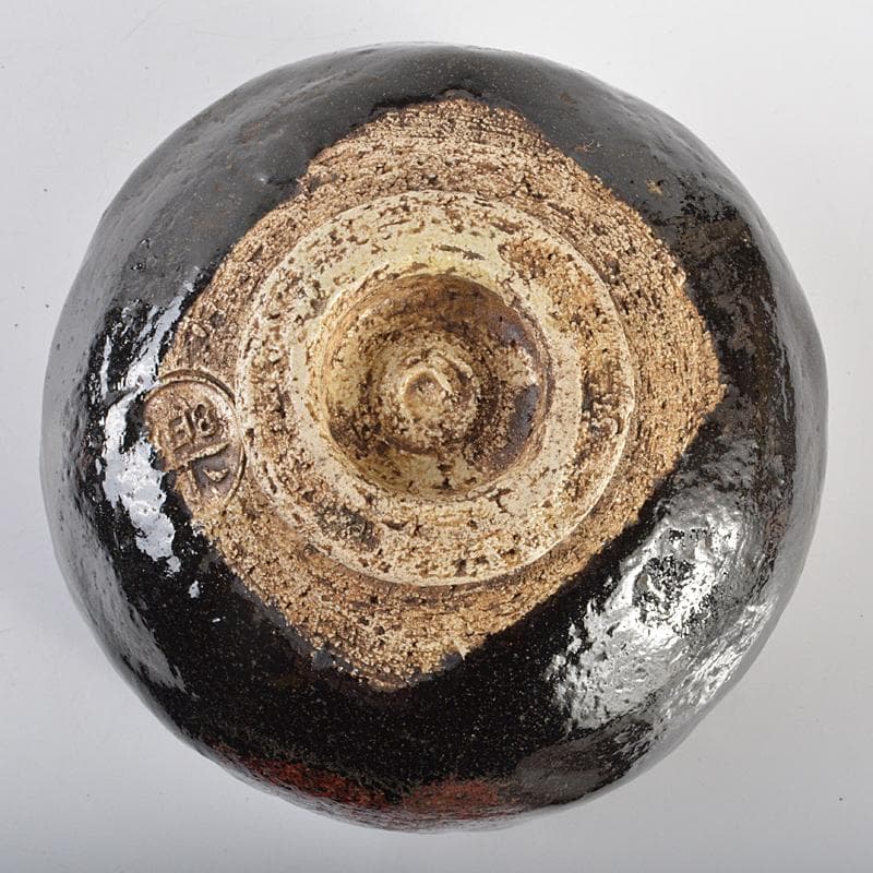 茶道具 楽吉左衛門 黒楽茶碗 共箱 D R7098