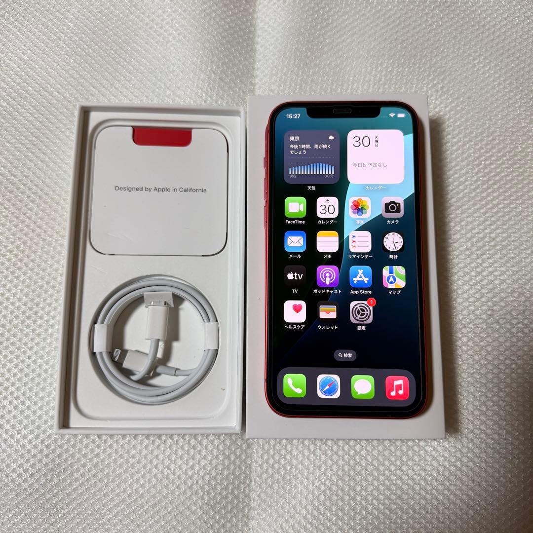 美品 SIMフリー iPhone12 256GB レッド バッテリー97% mcom2022_100seibi12256c