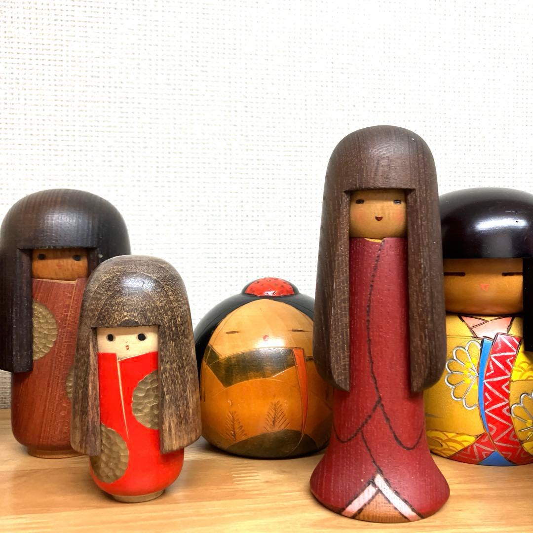 伝統工芸 創作こけし 内閣総理大臣賞受賞 岸貞男作 野ばら 共箱 V 9813