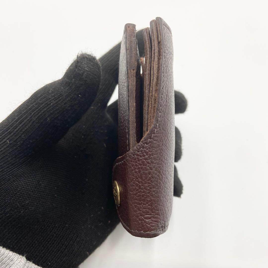 極美品 イルビゾンテ 折り財布 オールレザー ロゴ刻印 ダークブラウン