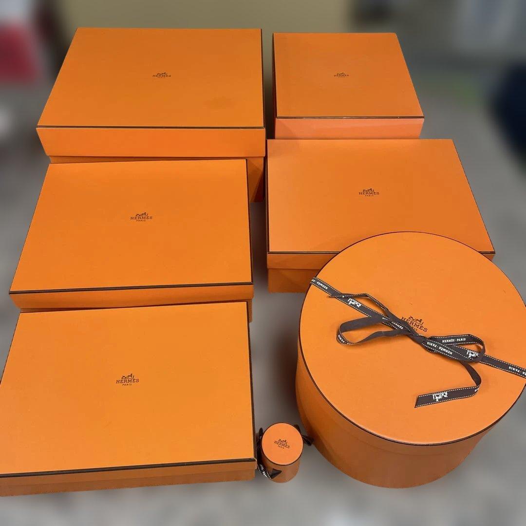HERMES エルメス 空箱 7点セット ギフトボックス オレンジ 小物 格安 HERMES エルメス オレンジ ギフトボックス セット 空き箱 おまけ付き
